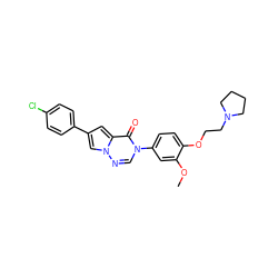 COc1cc(-n2cnn3cc(-c4ccc(Cl)cc4)cc3c2=O)ccc1OCCN1CCCC1 ZINC000140549156