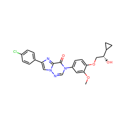 COc1cc(-n2cnn3cc(-c4ccc(Cl)cc4)nc3c2=O)ccc1OC[C@@H](O)C1CC1 ZINC000118251914