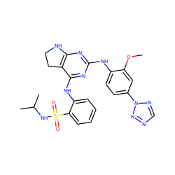 COc1cc(-n2ncnn2)ccc1Nc1nc2c(c(Nc3ccccc3S(=O)(=O)NC(C)C)n1)CCN2 ZINC000221666396