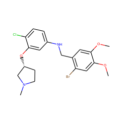 COc1cc(Br)c(CNc2ccc(Cl)c(O[C@@H]3CCN(C)C3)c2)cc1OC ZINC000095602095