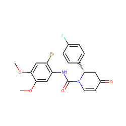 COc1cc(Br)c(NC(=O)N2C=CC(=O)C[C@H]2c2ccc(F)cc2)cc1OC ZINC000115232368