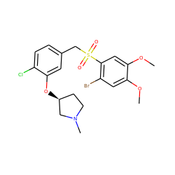 COc1cc(Br)c(S(=O)(=O)Cc2ccc(Cl)c(O[C@H]3CCN(C)C3)c2)cc1OC ZINC000095602169