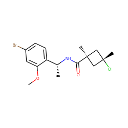 COc1cc(Br)ccc1[C@@H](C)NC(=O)[C@]1(C)C[C@@](C)(Cl)C1 ZINC000144779872