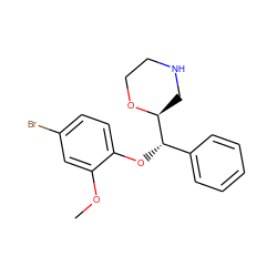 COc1cc(Br)ccc1O[C@@H](c1ccccc1)[C@@H]1CNCCO1 ZINC000029050278