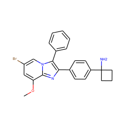 COc1cc(Br)cn2c(-c3ccccc3)c(-c3ccc(C4(N)CCC4)cc3)nc12 ZINC000113654796