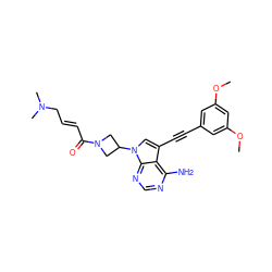 COc1cc(C#Cc2cn(C3CN(C(=O)/C=C/CN(C)C)C3)c3ncnc(N)c23)cc(OC)c1 ZINC000225145634