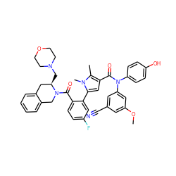 COc1cc(C#N)cc(N(C(=O)c2cc(-c3cc(F)ccc3C(=O)N3Cc4ccccc4C[C@H]3CN3CCOCC3)n(C)c2C)c2ccc(O)cc2)c1 ZINC000261080407