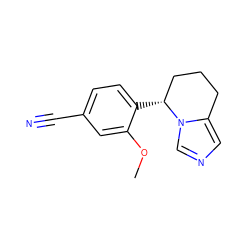 COc1cc(C#N)ccc1[C@@H]1CCCc2cncn21 ZINC000103231360