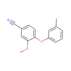 COc1cc(C#N)ccc1Oc1cccc(C)c1 ZINC000040833661