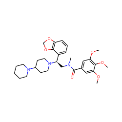 COc1cc(C(=O)N(C)C[C@H](c2cccc3c2OCO3)N2CCC(N3CCCCC3)CC2)cc(OC)c1OC ZINC000013835143