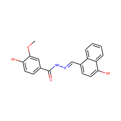 COc1cc(C(=O)N/N=C/c2ccc(O)c3ccccc23)ccc1O ZINC000013864060