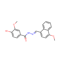 COc1cc(C(=O)N/N=C/c2ccc(OC)c3ccccc23)ccc1O ZINC000013864061