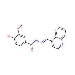 COc1cc(C(=O)N/N=C/c2ccnc3ccccc23)ccc1O ZINC000013864058