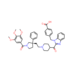 COc1cc(C(=O)N2CC[C@@](CCN3CCC(C(=O)c4nc5ccccc5n4Cc4ccc(C(=O)O)cc4)CC3)(c3ccccc3)C2)cc(OC)c1OC ZINC000026717679