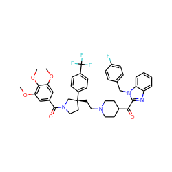 COc1cc(C(=O)N2CC[C@@](CCN3CCC(C(=O)c4nc5ccccc5n4Cc4ccc(F)cc4)CC3)(c3ccc(C(F)(F)F)cc3)C2)cc(OC)c1OC ZINC000095545705