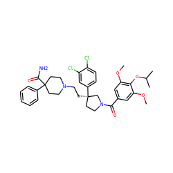 COc1cc(C(=O)N2CC[C@@](CCN3CCC(C(N)=O)(c4ccccc4)CC3)(c3ccc(Cl)c(Cl)c3)C2)cc(OC)c1OC(C)C ZINC000028013601