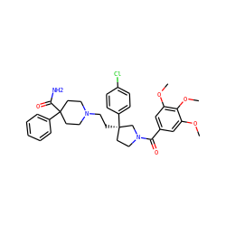 COc1cc(C(=O)N2CC[C@@](CCN3CCC(C(N)=O)(c4ccccc4)CC3)(c3ccc(Cl)cc3)C2)cc(OC)c1OC ZINC000026507050