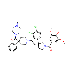 COc1cc(C(=O)N2CC[C@](CCN3CCC(C(=O)N4CCN(C)CC4)(c4ccccc4)CC3)(c3ccc(Cl)c(Cl)c3)C2)cc(OC)c1OC ZINC000026571182