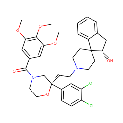 COc1cc(C(=O)N2CCO[C@](CCN3CCC4(CC3)c3ccccc3C[C@@H]4O)(c3ccc(Cl)c(Cl)c3)C2)cc(OC)c1OC ZINC000029397114