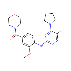 COc1cc(C(=O)N2CCOCC2)ccc1Nc1ncc(Cl)c(N2CCCC2)n1 ZINC000169705151