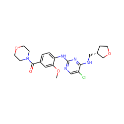 COc1cc(C(=O)N2CCOCC2)ccc1Nc1ncc(Cl)c(NC[C@@H]2CCOC2)n1 ZINC000169705071