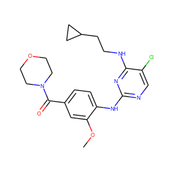 COc1cc(C(=O)N2CCOCC2)ccc1Nc1ncc(Cl)c(NCCC2CC2)n1 ZINC000169705076