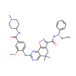 COc1cc(C(=O)NC2CCN(C)CC2)ccc1Nc1ncc2c(n1)-c1onc(C(=O)N[C@@H](CN)c3ccccc3)c1CC2(C)C ZINC000199455440