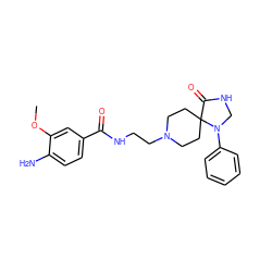 COc1cc(C(=O)NCCN2CCC3(CC2)C(=O)NCN3c2ccccc2)ccc1N ZINC000040891699