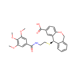 COc1cc(C(=O)NCCS[C@@H]2c3ccccc3COc3ccc(C(=O)O)cc32)cc(OC)c1OC ZINC000013727012