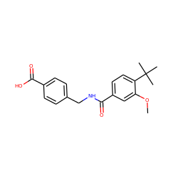 COc1cc(C(=O)NCc2ccc(C(=O)O)cc2)ccc1C(C)(C)C ZINC001772613445