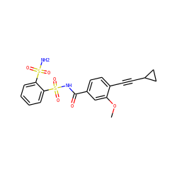 COc1cc(C(=O)NS(=O)(=O)c2ccccc2S(N)(=O)=O)ccc1C#CC1CC1 ZINC000114954847