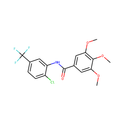 COc1cc(C(=O)Nc2cc(C(F)(F)F)ccc2Cl)cc(OC)c1OC ZINC000000648439