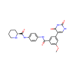 COc1cc(C(=O)Nc2ccc(NC(=O)[C@@H]3CCCCN3)cc2)cc(-c2c[nH]c(=O)[nH]c2=O)c1 ZINC000299837517