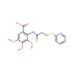 COc1cc(C(=O)O)c(NC(=O)CCSc2ccccn2)c(OC)c1OC ZINC000096283156