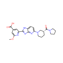 COc1cc(C(=O)O)cc(-c2nc3nc(N4CCC[C@@H](C(=O)N5CCCC5)C4)ccc3[nH]2)n1 ZINC000221409257