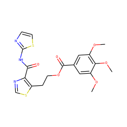 COc1cc(C(=O)OCCc2scnc2C(=O)Nc2nccs2)cc(OC)c1OC ZINC000028464808