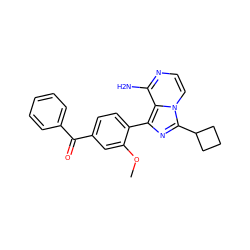 COc1cc(C(=O)c2ccccc2)ccc1-c1nc(C2CCC2)n2ccnc(N)c12 ZINC000096168111