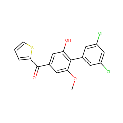 COc1cc(C(=O)c2cccs2)cc(O)c1-c1cc(Cl)cc(Cl)c1 ZINC000049045825