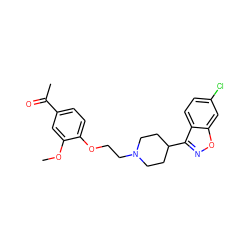 COc1cc(C(C)=O)ccc1OCCN1CCC(c2noc3cc(Cl)ccc23)CC1 ZINC000013740842