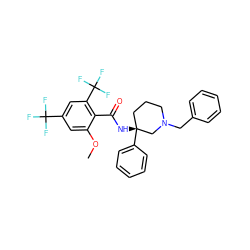 COc1cc(C(F)(F)F)cc(C(F)(F)F)c1C(=O)N[C@@]1(c2ccccc2)CCCN(Cc2ccccc2)C1 ZINC000169335829