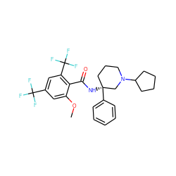 COc1cc(C(F)(F)F)cc(C(F)(F)F)c1C(=O)N[C@]1(c2ccccc2)CCCN(C2CCCC2)C1 ZINC000140843804