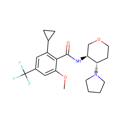 COc1cc(C(F)(F)F)cc(C2CC2)c1C(=O)N[C@H]1COCC[C@@H]1N1CCCC1 ZINC000118616536