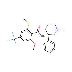 COc1cc(C(F)(F)F)cc(SC)c1C(=O)N[C@]1(c2ccncc2)CCCN(C)C1 ZINC000141150064