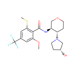 COc1cc(C(F)(F)F)cc(SC)c1C(=O)N[C@H]1COCC[C@@H]1N1CC[C@@H](O)C1 ZINC000118606096