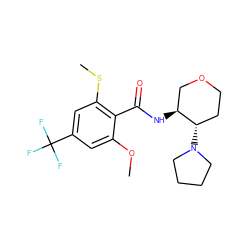 COc1cc(C(F)(F)F)cc(SC)c1C(=O)N[C@H]1COCC[C@@H]1N1CCCC1 ZINC000118606241