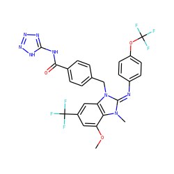 COc1cc(C(F)(F)F)cc2c1n(C)/c(=N/c1ccc(OC(F)(F)F)cc1)n2Cc1ccc(C(=O)Nc2nnn[nH]2)cc1 ZINC000101455559