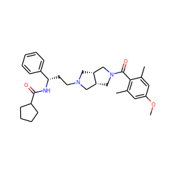 COc1cc(C)c(C(=O)N2C[C@@H]3CN(CC[C@H](NC(=O)C4CCCC4)c4ccccc4)C[C@@H]3C2)c(C)c1 ZINC000035923472