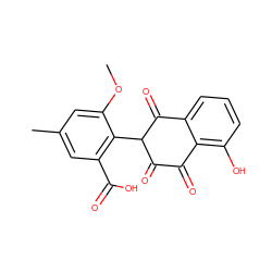 COc1cc(C)cc(C(=O)O)c1C1C(=O)C(=O)c2c(O)cccc2C1=O ZINC000013369998