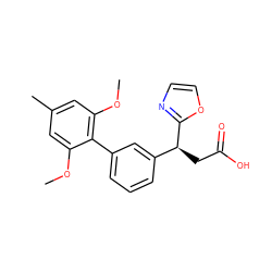 COc1cc(C)cc(OC)c1-c1cccc([C@H](CC(=O)O)c2ncco2)c1 ZINC001772645380