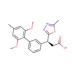 COc1cc(C)cc(OC)c1-c1cccc([C@H](CC(=O)O)c2nnc(C)o2)c1 ZINC001772635978